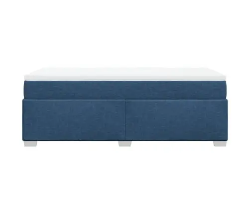 Atsperu Gultas Rāmis Ar Matraci, Zils, 100X200 Cm, Audums Vidaxl