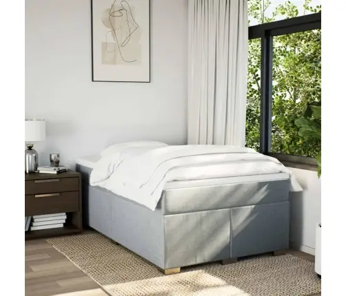 Atsperu Gulta Ar Matraci, Gaiši Pelēka Audums, 120X190 Cm Vidaxl