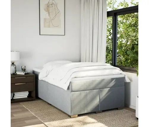 Atsperu Gulta Ar Matraci, Gaiši Pelēka Audums, 120X200Cm Vidaxl