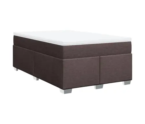 Atsperu Gultas Rāmis Ar Matraci, Tumši Brūna, 120X200Cm, Audums Vidaxl
