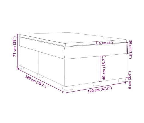 Atsperu Gultas Rāmis Ar Matraci, Tumši Brūna, 120X200Cm, Audums Vidaxl