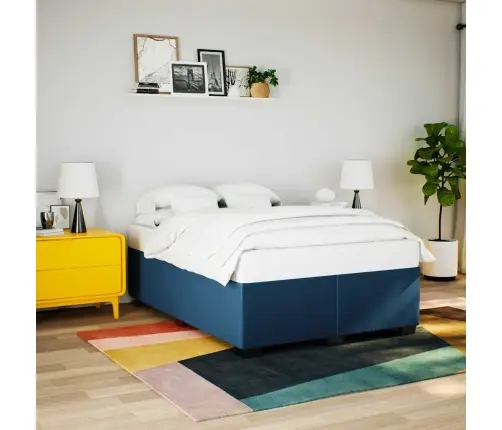 Lova Su Spyruoklėmis Ir Čiužiniu, Mėlyna, 140X190 cm Audinys