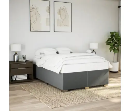 Atsperu Gulta Ar Matraci, Tumši Pelēka, 140X200 Cm, Audums Vidaxl