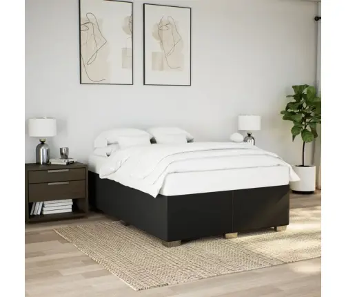 Lova Su Spyruoklėmis Ir Čiužiniu, Juoda, 140X200 cm Audinys