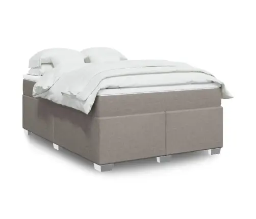 Atsperu Gulta Ar Matraci, Pelēkbrūns, 140X200 Cm, Audums Vidaxl