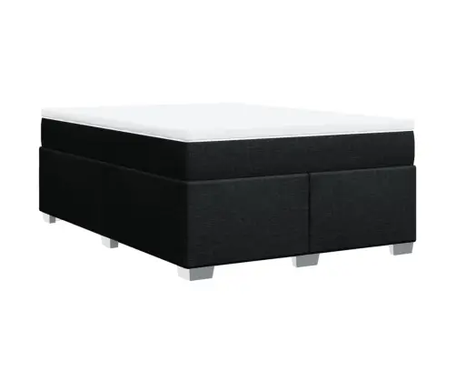 Lova Su Spyruoklėmis Ir Čiužiniu, Juoda, 160X200 cm Audinys