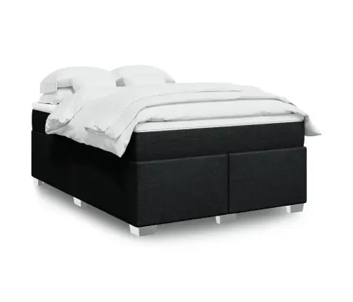 Lova Su Spyruoklėmis Ir Čiužiniu, Juoda, 160X200 cm Audinys