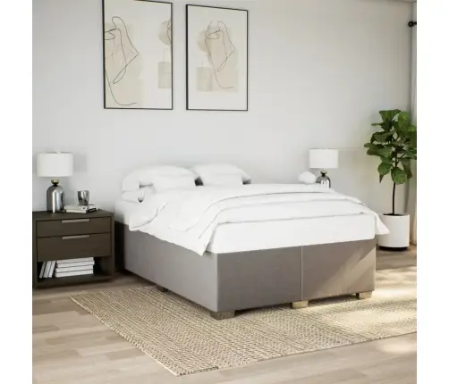 Atsperu Gulta Ar Matraci, Pelēkbrūns, 160X200 Cm, Audums Vidaxl