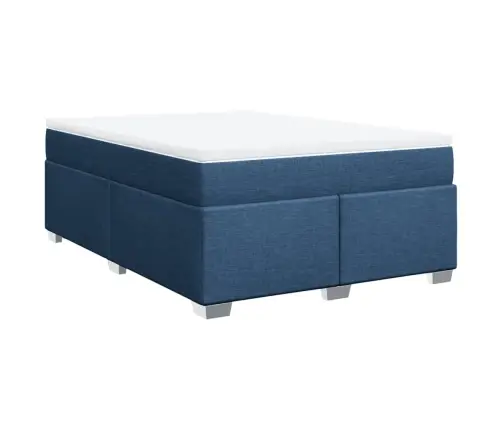 Atsperu Gulta Ar Matraci, Zils, 160X200 Cm, Audums Vidaxl