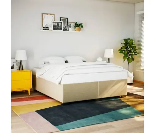 Atsperu Gulta Ar Matraci, Krēmkrāsas, 180X200 Cm, Audums Vidaxl