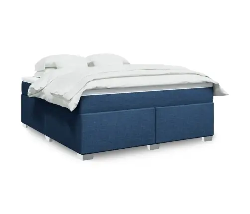 Atsperu Gulta Ar Matraci, Zils, 180X200 Cm, Audums Vidaxl