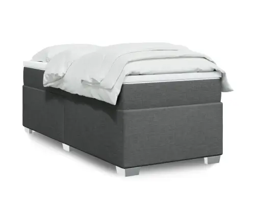 Atsperu Gulta Ar Matraci, Tumši Pelēka, 90X190 Cm, Audums Vidaxl