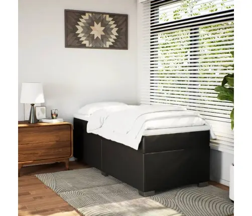 Kontinentaalvoodi Madratsiga, Must, 80X200 cm Kunstnahk