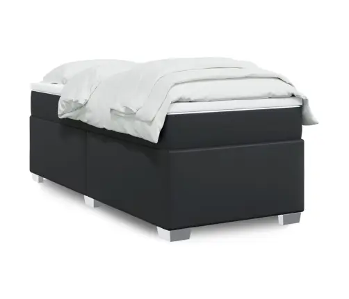 Kontinentaalvoodi Madratsiga, Must, 80X200 cm Kunstnahk