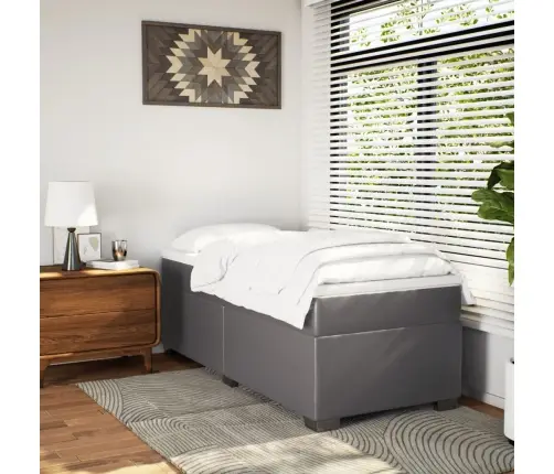 Atsperu Gulta Ar Matraci, Pelēka, 80X200 Cm, Mākslīgā Āda Vidaxl