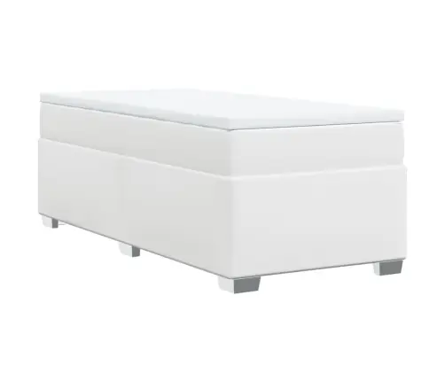 Atsperu Gulta Ar Matraci, Balta, 90X190 Cm, Mākslīgā Āda Vidaxl