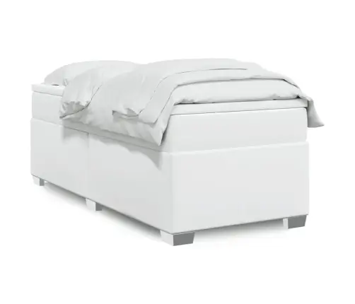 Atsperu Gulta Ar Matraci, Balta, 90X190 Cm, Mākslīgā Āda Vidaxl