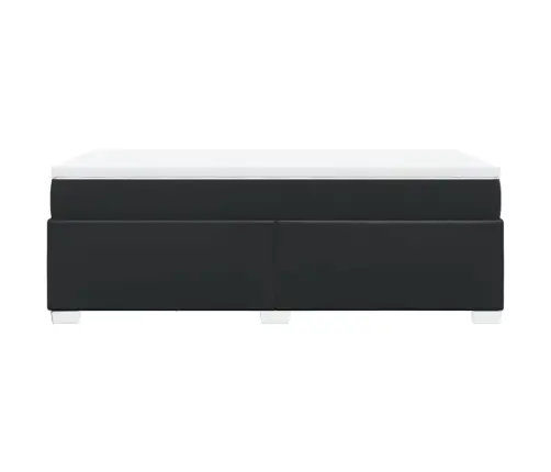 Lova Su Spyruoklėmis Ir Čiužiniu, Juoda, 90X200cm Dirbtinė Oda