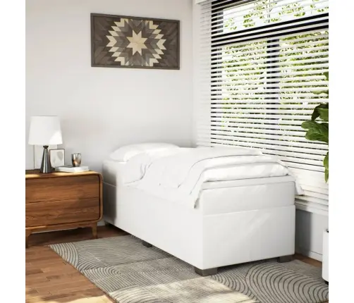 Atsperu Gulta Ar Matraci, Balta, 100X200 Cm, Mākslīgā Āda Vidaxl