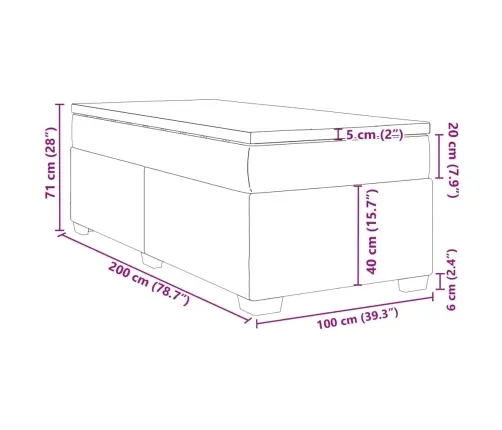 Kontinentaalvoodi Madratsiga, Hall, 100X200 cm Kunstnahk