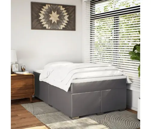 Atsperu Gulta Ar Matraci, Pelēka, 120X200 Cm, Mākslīgā Āda Vidaxl