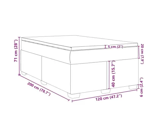 Atsperu Gulta Ar Matraci, Pelēka, 120X200 Cm, Mākslīgā Āda Vidaxl