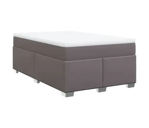 Atsperu Gulta Ar Matraci, Pelēka, 120X200 Cm, Mākslīgā Āda Vidaxl
