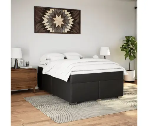 Kontinentaalvoodi Madratsiga,Must, 140X190 cm Kunstnahk