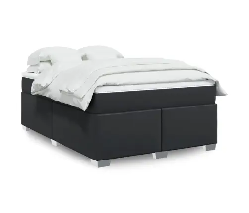 Kontinentaalvoodi Madratsiga,Must, 140X190 cm Kunstnahk