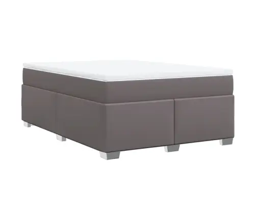 Atsperu Gulta Ar Matraci, Pelēka, 140X190 Cm, Mākslīgā Āda Vidaxl