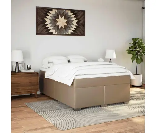 Atsperu Gulta Ar Matraci, Kapučīno, 140X190 Cm, Mākslīgā Āda Vidaxl