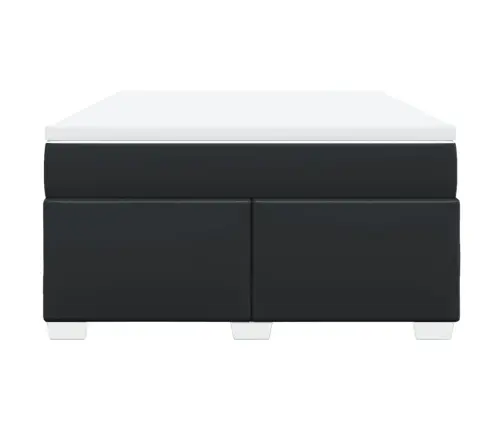 Lova Su Spyruoklėmis Ir Čiužiniu, Juoda,140X200cm Dirbtinė Oda