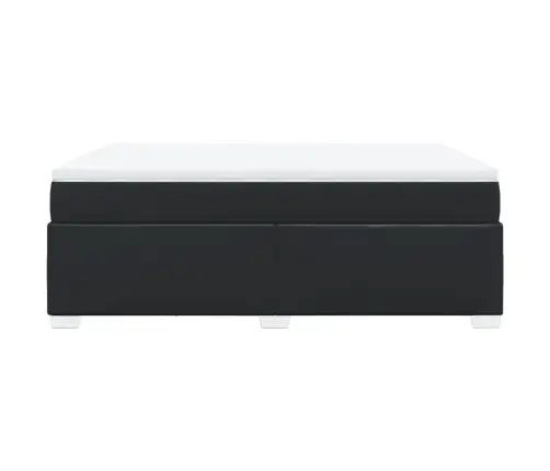 Lova Su Spyruoklėmis Ir Čiužiniu, Juoda,140X200cm Dirbtinė Oda