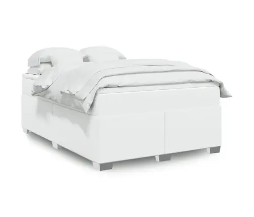 Atsperu Gulta Ar Matraci, Balta, 160X200 Cm, Mākslīgā Āda Vidaxl