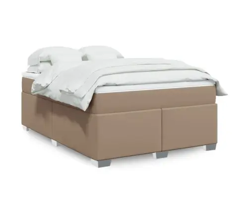 Atsperu Gulta Ar Matraci, Kapučīno, 160X200 Cm, Mākslīgā Āda Vidaxl