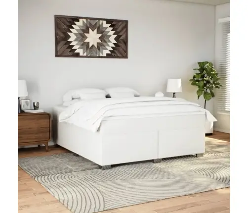 Atsperu Gulta Ar Matraci, Balta, 180X200 Cm, Mākslīgā Āda Vidaxl