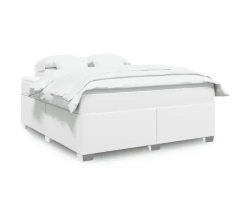 Atsperu Gulta Ar Matraci, Balta, 180X200 Cm, Mākslīgā Āda Vidaxl