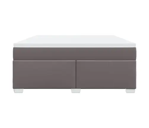 Atsperu Gulta Ar Matraci, Pelēka, 180X200 Cm, Mākslīgā Āda Vidaxl