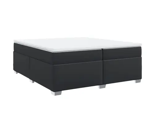 Lova Su Spyruoklėmis Ir Čiužiniu, Juoda, 200X200Cm Dirbtinė Oda