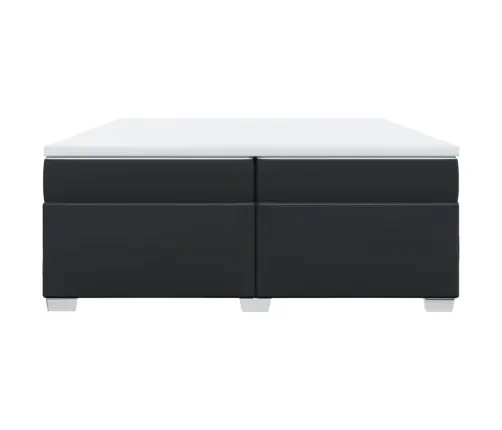 Lova Su Spyruoklėmis Ir Čiužiniu, Juoda, 200X200Cm Dirbtinė Oda