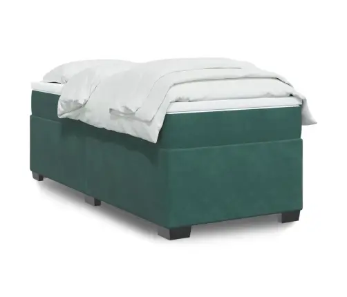 Lova Su Spyruoklėmis Ir Čiužiniu, Žalia, 80X200cm Aksomas