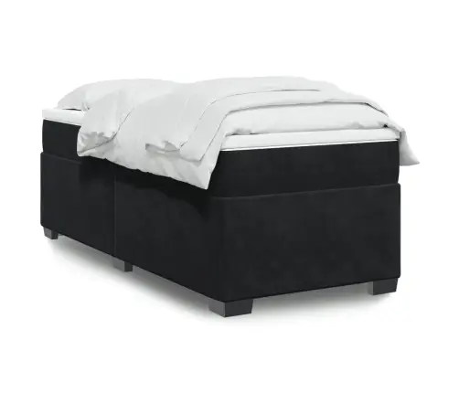 Atsperu Gulta Ar Matraci, Melna Samts, 90X190 Cm Vidaxl