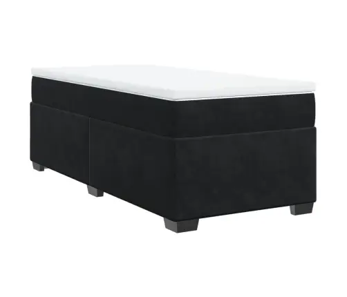 Atsperu Gulta Ar Matraci, Melna Samts, 90X200 Cm Vidaxl