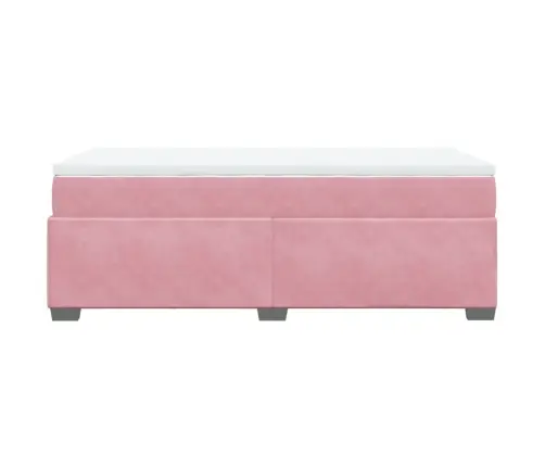 Lova Su Spyruoklėmis Ir Čiužiniu, Rožinė, 90X200 cm Aksomas