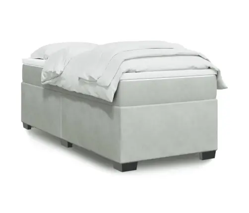 Atsperu Gulta Ar Matraci, Gaiši Pelēka Samts, 100X200 Cm Vidaxl