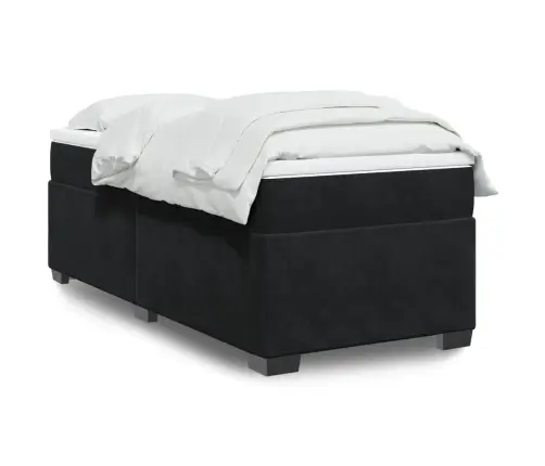 Kontinentaalvoodi Madratsiga, Must, 100X200 cm Samet