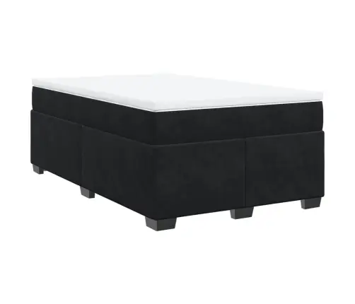 Lova Su Spyruoklėmis Ir Čiužiniu, Juoda, 120X190cm Aksomas