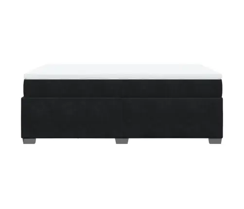 Lova Su Spyruoklėmis Ir Čiužiniu, Juoda, 120X190cm Aksomas