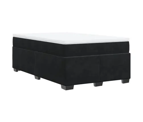 Lova Su Spyruoklėmis Ir Čiužiniu, Juoda, 120X190cm Aksomas