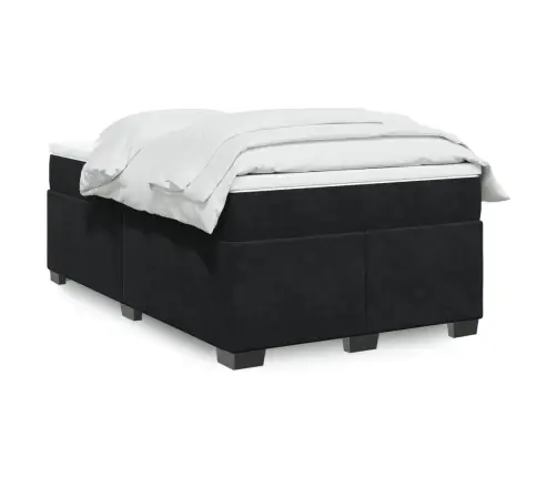 Lova Su Spyruoklėmis Ir Čiužiniu, Juoda, 120X190cm Aksomas